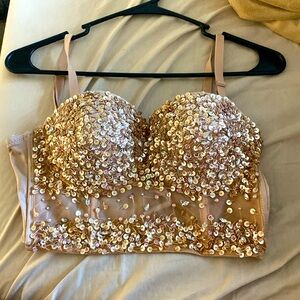 Gold Glitter Gem Bustier